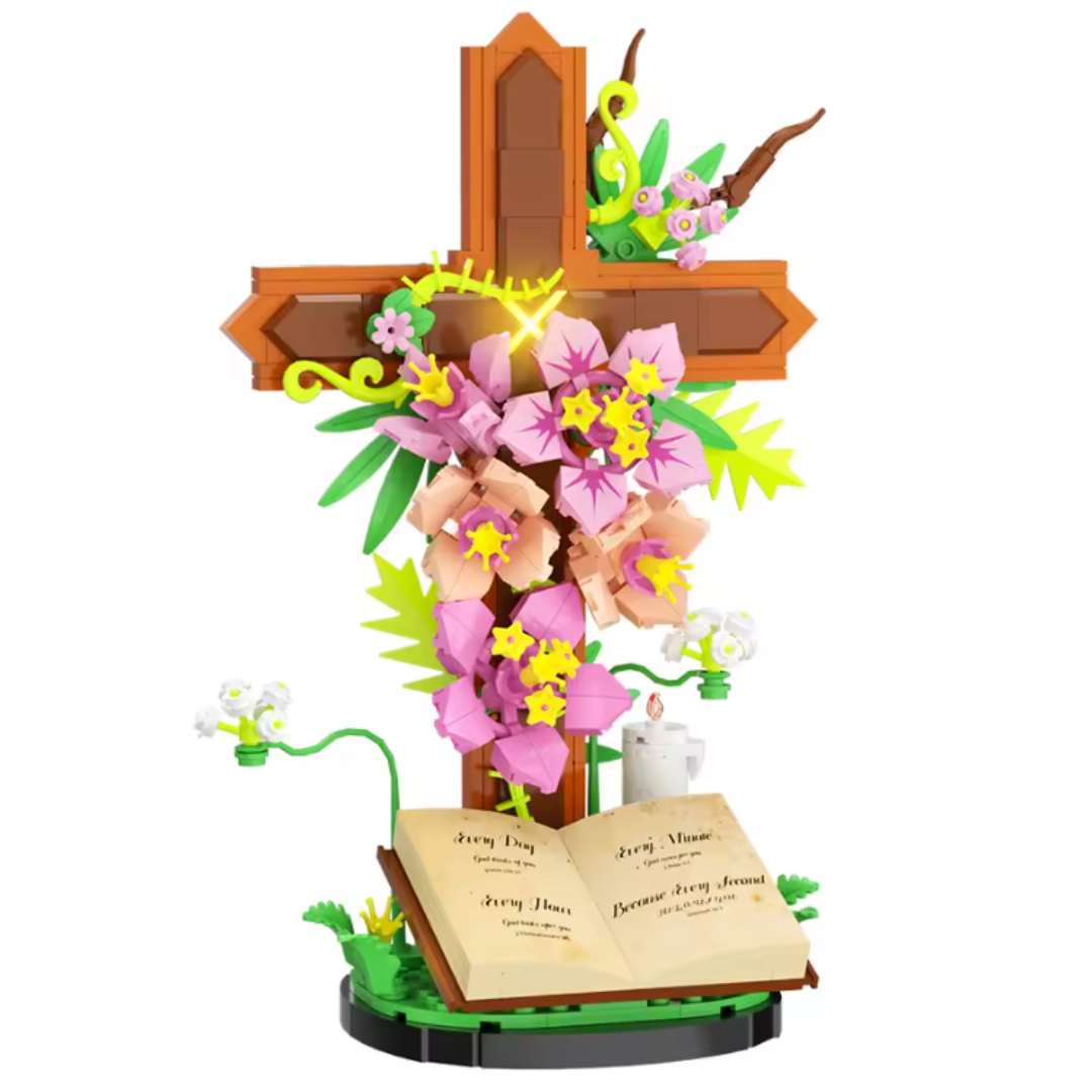 Kit de Ensamblaje Cruz con Ramo y Escritura Sagrada