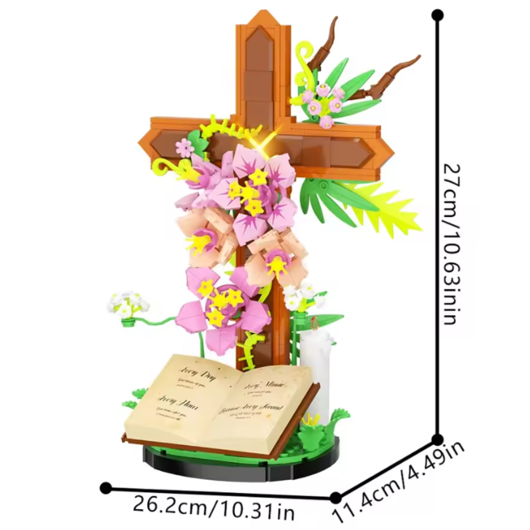 Kit de Ensamblaje Cruz con Ramo y Escritura Sagrada