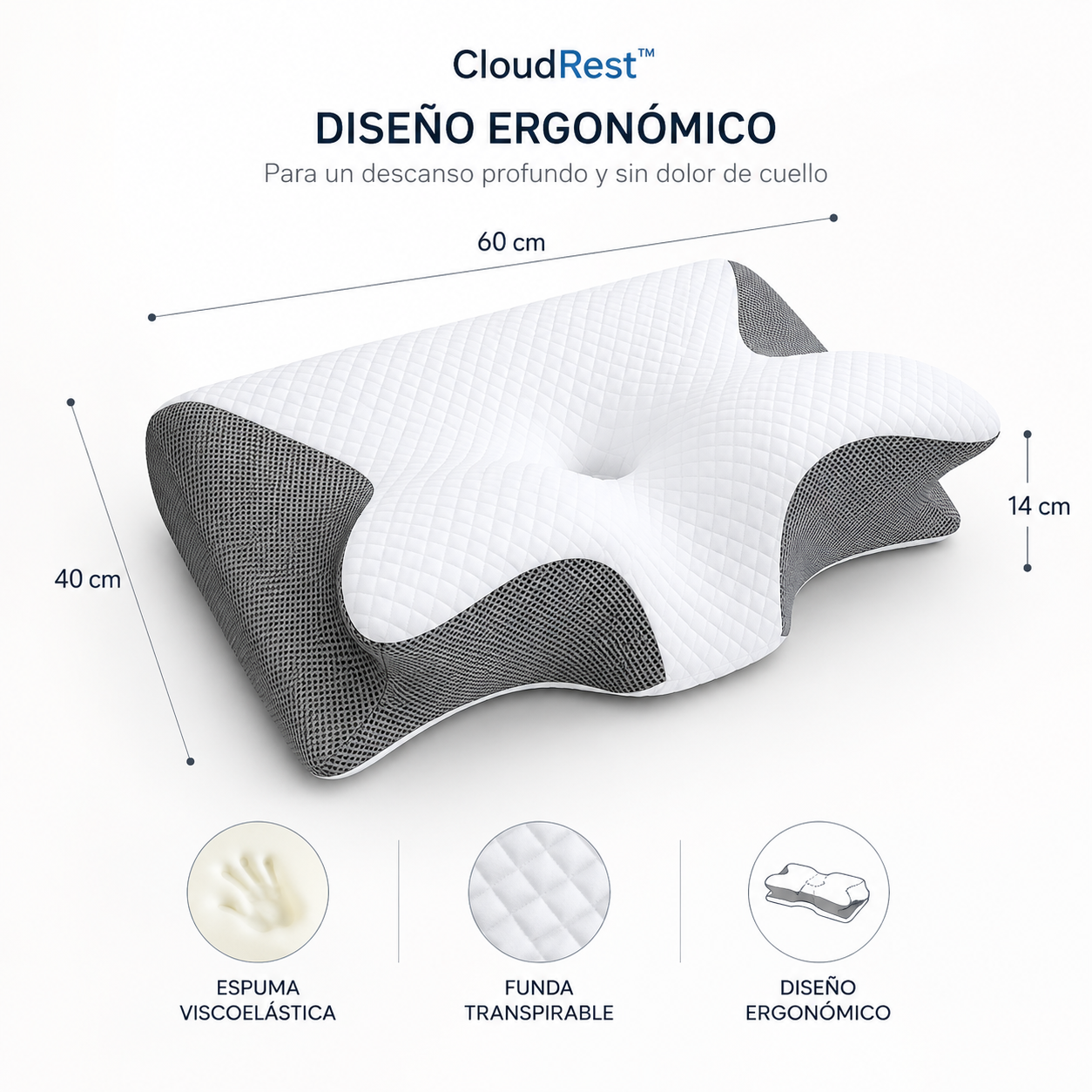 CloudRest™ | Almohada Cervical Ergonómica